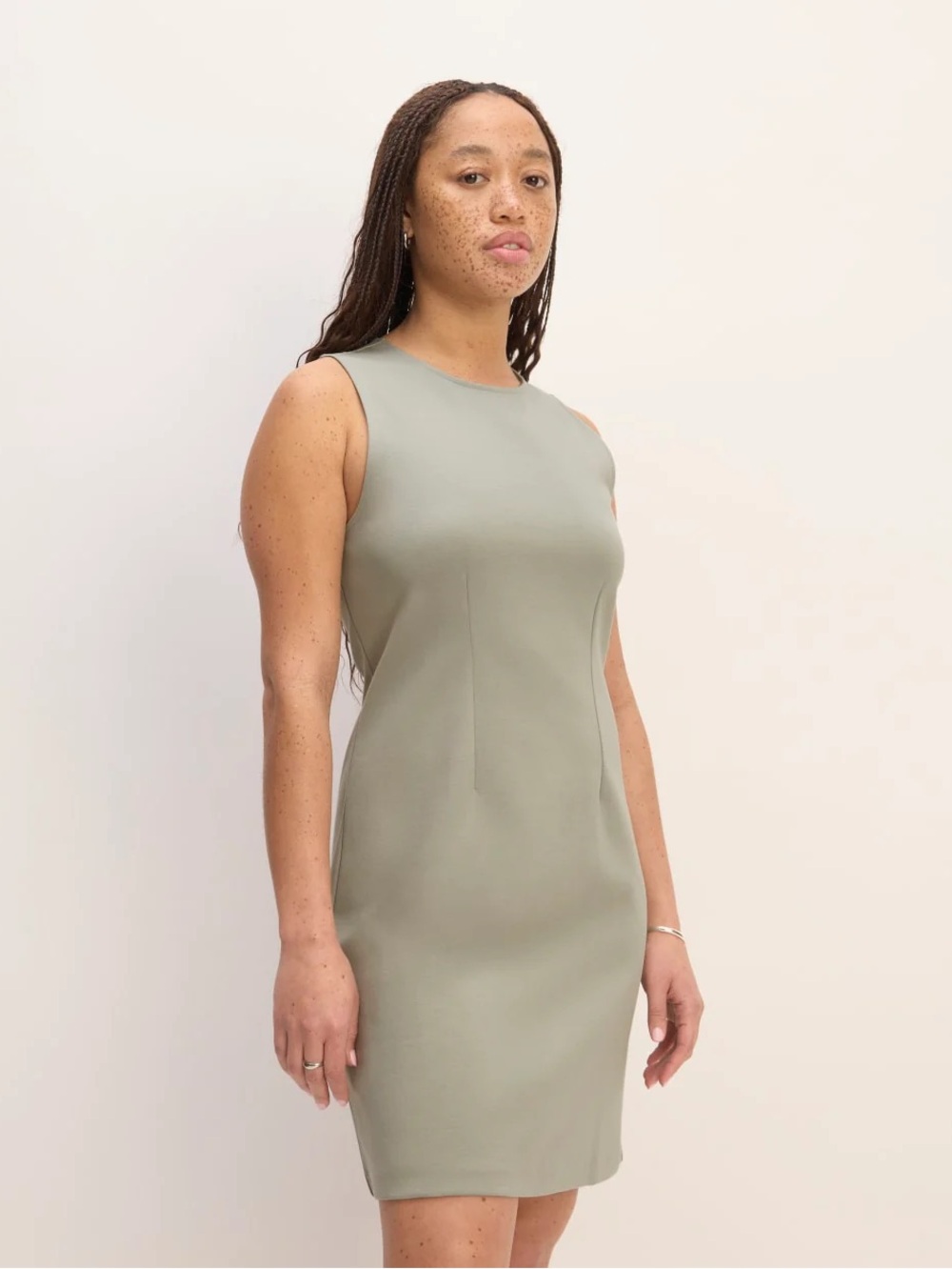 Everlane Sleeveless Sage Green Shift Mini Dress, Size Small
